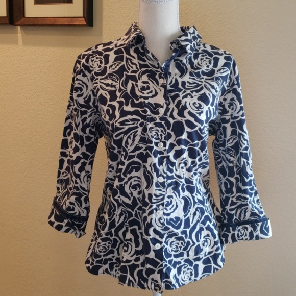 Coldwater Creek floral print shirt Sz L - Picture 2 of 7